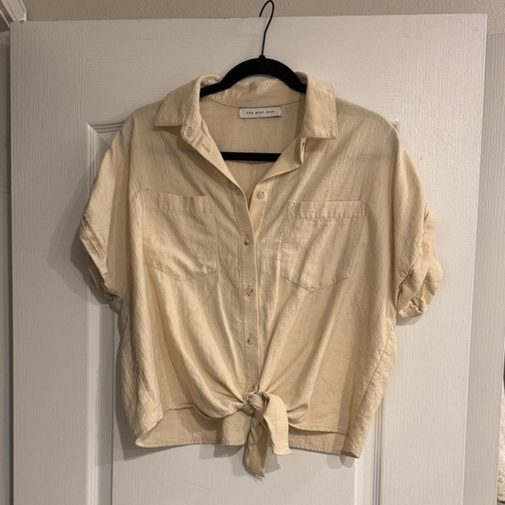 The Knot Sisters Cream Button-Up Top